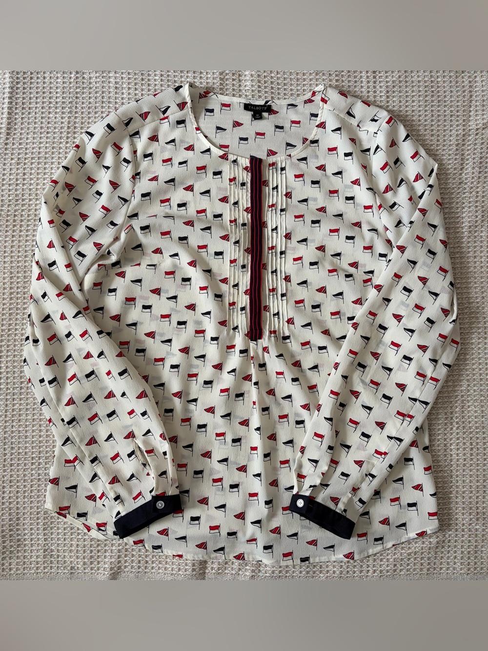 Talbots Nautical Flag Long Sleeve Top Size 10
